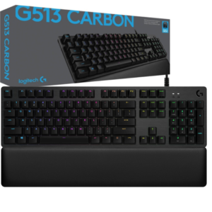 TECLADO LOGITECH G513 CARBON GAMING MECANICO ALAMBRICO / ESPAÑOL / TECLAS RETROILUMINADAS / SWITCH GX BROWN / ILUMINACION RGB LIGHTSYNC / BLACK