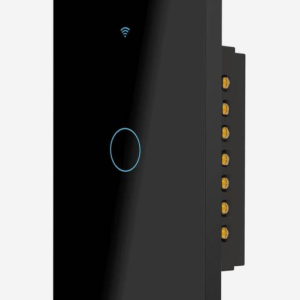 INTERRUPTOR SMART WHC05 1 BOTON TOUCH APP TUYA O SMART LIFE COMPATIBLE CON ALEXA Y GOOGLE HOME NO REQUEIRE NEUTRO MEDIDAS: 120*70*39MM 100~240V 50/60HZ COLOR NEGRO