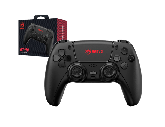 PALANCA DE JUEGOS MARVO GT-90 INALÁMBRICO ANDROID IOS PC PS3 PS4 NINTENDO SWITH BATERIA LITHIUM 600MAH VIBRACION DUAL PANEL TACTIL PUERTO AUDIO Y MIC 3.5MM