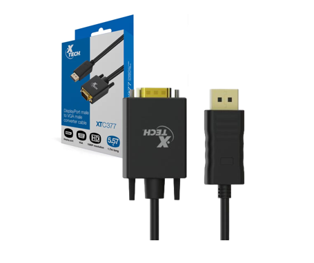 CABLE DISPLAYPORT A VGA /XTC377/ 1.7M / RESOLUCIÓN 1080P/ BLACK