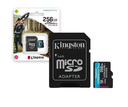 MICRO SD KINGSTON 256GB / CANVAS GO PLUS / 170 MBPS DE ESCRITURA / V30
