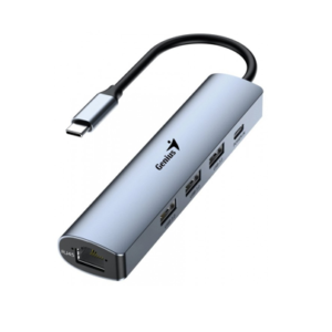 HUB GENIUS UH-545 USB C A 3 PUERTOS USB A3.0 *1 USB C *1 RJ45 / ALUMINIO
