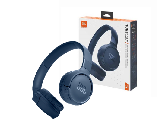 AUDIFONOS JBL TUNE 520BT INALAMBRICO / BLUETOOTH V5.0 / DISEÑO PLEGABLE Y GIRATORIO / DURACION: 57 HORAS / MANOS LIBRES / BLUE