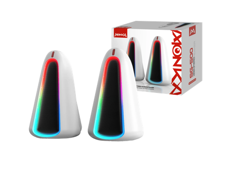 Parlantes Gaming Marvo Monka SG-500 ZILLA Blanco Iluminación RGB 2*3.2W / USB + JACK 3.5mm