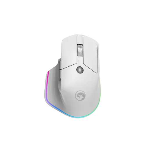 MOUSE INALAMBRICO ERGONOMICO MARVO G803 WH BLANCO LUZ RGB DUAL 2.4G + BT DPI 1600 2400 3200 4000 6 BOTONES BATERIA 500MAH