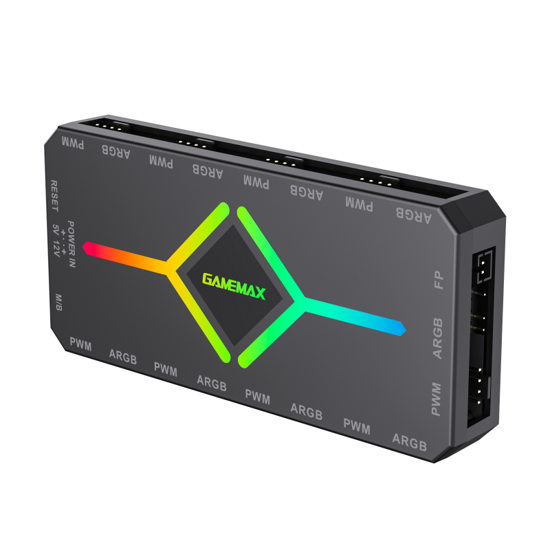 HUB GAMEMAX V4.0 CONTROLADOR ARGB PARA VENTILADOR4ES /4 PINES + CONTROL REMOTO / BLACK - Imagen 3