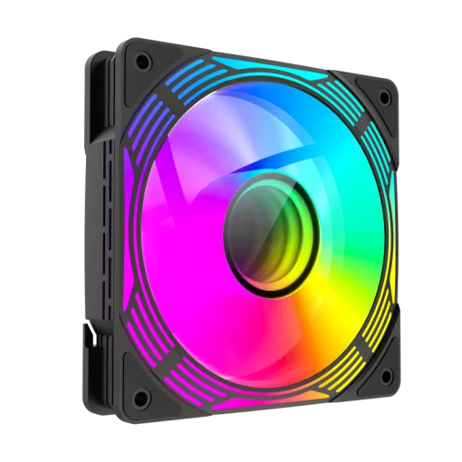 VENTILADOR GAMEMAX PARA PC FN12A-C8I 120MM RGB RAINBOW INFINITO 24 LEDs (16 ANILLO, 8 CENTRAL) 5V 3PIN (M/F) 4PIN PWM (M/F)