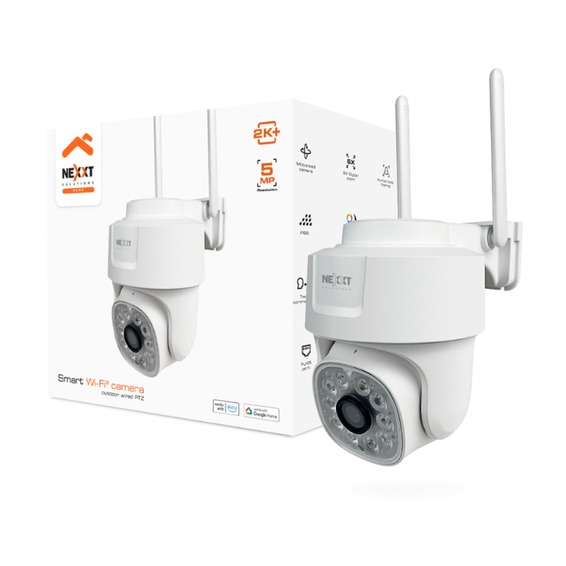 Cámara de Seguridad NEXXT para EXTERIOR / PTZ 2K+ 5MP RJ45 WI-FI IP65/ WHITE