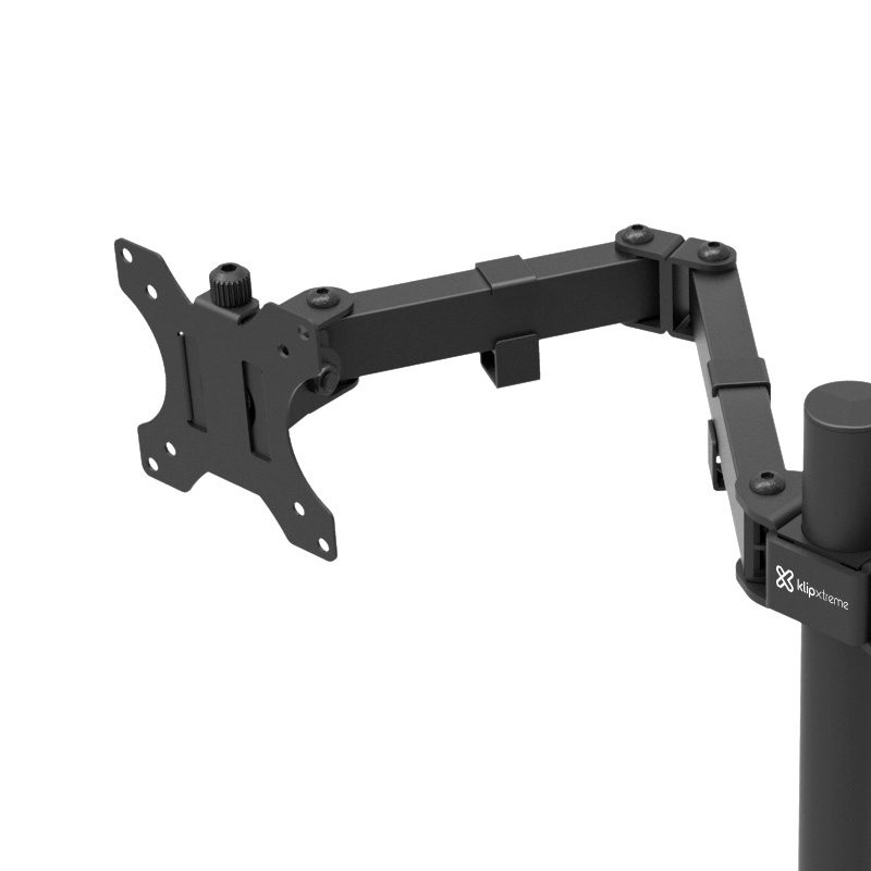 SOPORTE MONITOR KLIP XTREME PARA 13″ A 32″ / DOBLE BRAZO / BASE CONFIGURABLE CON TORNILLO EN C / KPM-310 / BLACK - Imagen 2