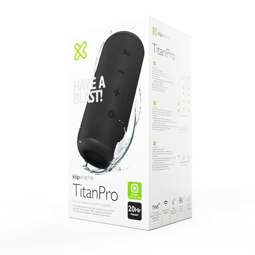 PARLANTE KLIP XTREME TITAN PRO / KBS-300RK / BLUETOOTH V5.0 / PROTECCION IPX7 / POTENCIA 16W RMS / NEGRO