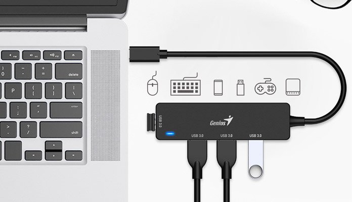 HUB GENIUS UH-400 USB TIPO C-A/ 4 PUERTOS USB A3.0/ BLACK - Imagen 3