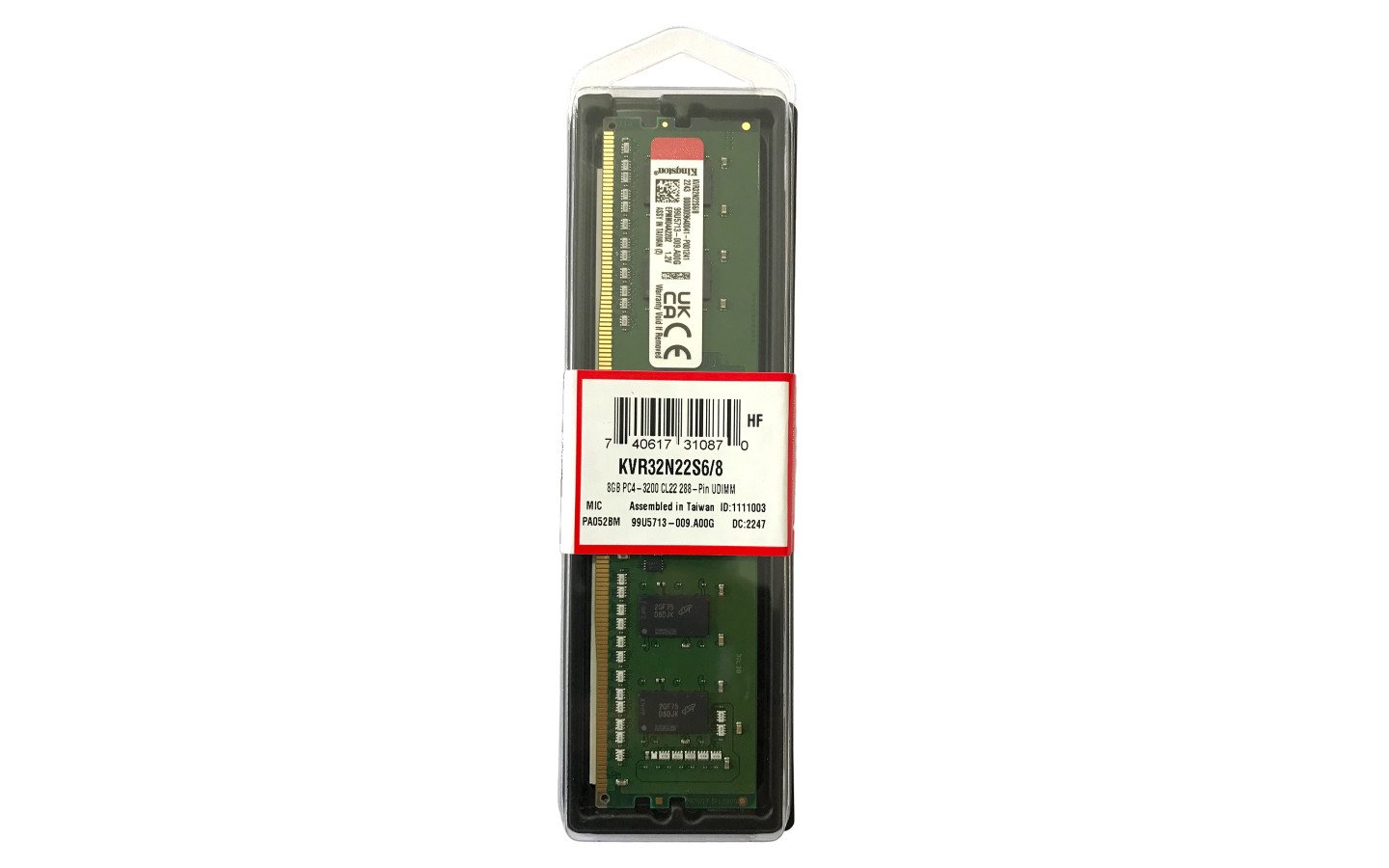 MEMORIA RAM PC 8GB DDR4 3200MHz / KINGSTON / 288Pin / CL22