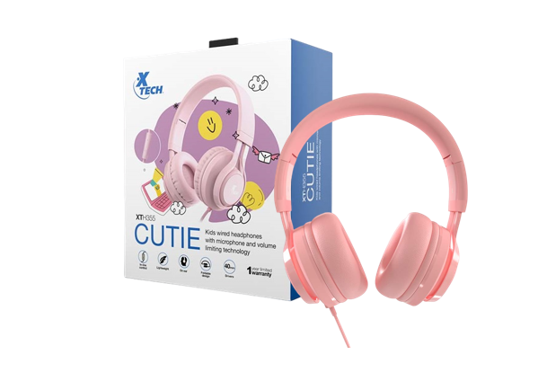 AUDIFONOS XTECH CUTIE KIDS WIRED HEADPHONES WITH MICROPHONE AND VOLUME LIMITING / PINK