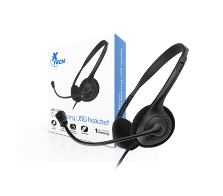 AUDIFONOS CON MICROFONO EXTERNO XTECH XTH240/ CONECCIÓN USB / BLACK
