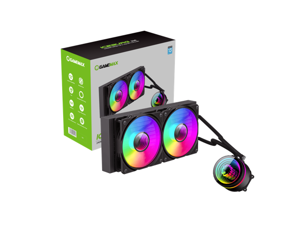 ENFRIAMIENTO/COOLER LIQUIDA GAMEMAX ICEBURG INFINITY 240 PARA INTEL Y AMD FAN 2*120MM SINCRONIZACION RGB AURA SYNC 5V 3 PINES, 12V 4PIN PWM FAN