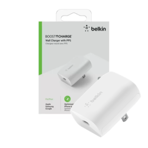 ADAPTADOR DE CORRIENTE USB-C BELKIN / CARGA RAPIDA – 30W / PARA SAMSUNG-APPLE / WHITE