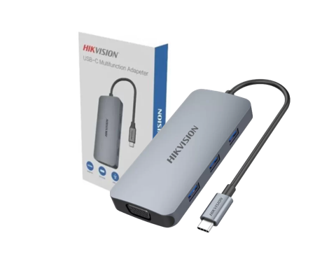 HUB TIPO C HIKVISION 8 EN 1 PUERTOS HDMI*1 VGA*1 USB 3.0*3 USB-C*1 SD*1 TF*1 HS-HUB-DS801