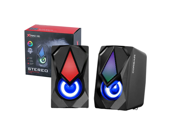 PARLANTES ALAMBRICOS XTRIKE ME PARA PC/ SK-402 6W/ (3W*2) – EFECTO RGB CABLE 1.2M USB 2.0 + JACK 3.5MM