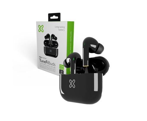 AUDIFONOS KLIP XTREME TUNEFIBUDS BLUETOOTH V5.1 / DURACION: 37 HORAS / BOTÓN TÁCTIL / MANOS LIBRES / KTE-050BK / BLACK
