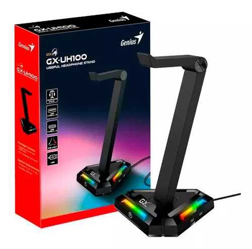 SOPORTE PARA AUDIFONOS GAMER GENIUS / GX-UH100 / 2X USB / 2X TIPO C / RGB