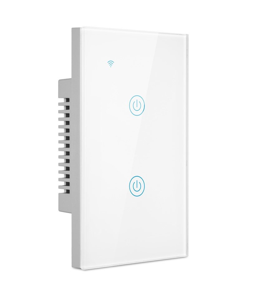 INTERRUPTOR TOUCH SMART WIFI G10-02 / 2 BOTONES – VIDRIO TEMPLADO / APP TUYA O SMART LIFE / COMPATIBLE CON ALEXA – GOOGLE / MEDIDA:118x72x39MM / WHITE