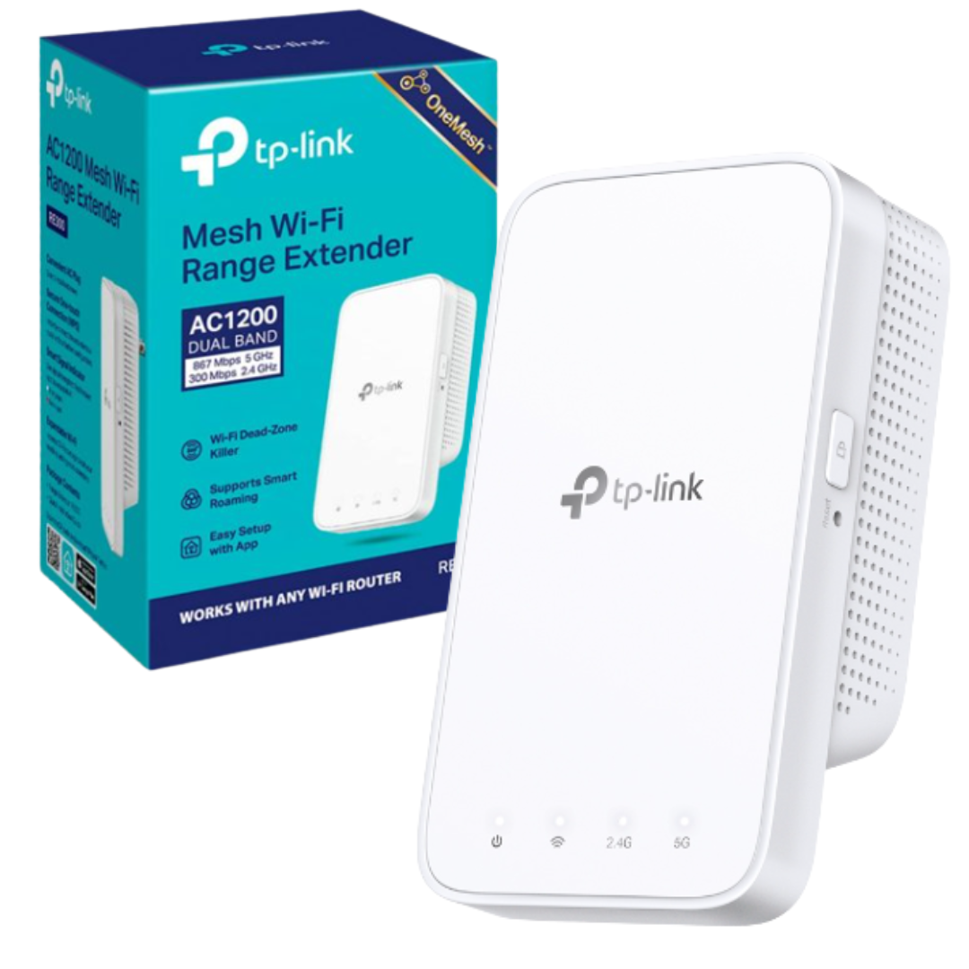 EXTENSOR DE RANGO WIFI AC1200 – RE300 TP-LINK / DUAL BAND / TECNOLOGIA ONE MESH / WHITE