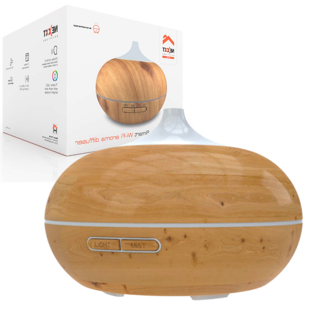 HUMIDIFICADOR/DIFUSOR DE AROMA NEXXT SMART WIFI / CONTROL POR VOZ / ILUMINACION LED RGB / NHA-A600 / PLÁSTICO CON ACABADO DE MADERA VETEADA