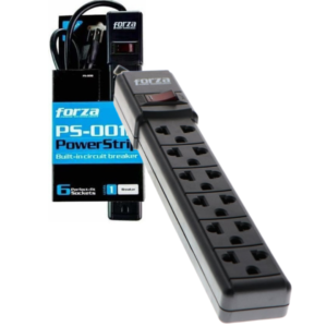 REGLETA DE PROTECCION ELECTRICA POWERSTRIP FORZA 6 TOMACORRIENTES / 240V-2200W / PS-001B / BLACK