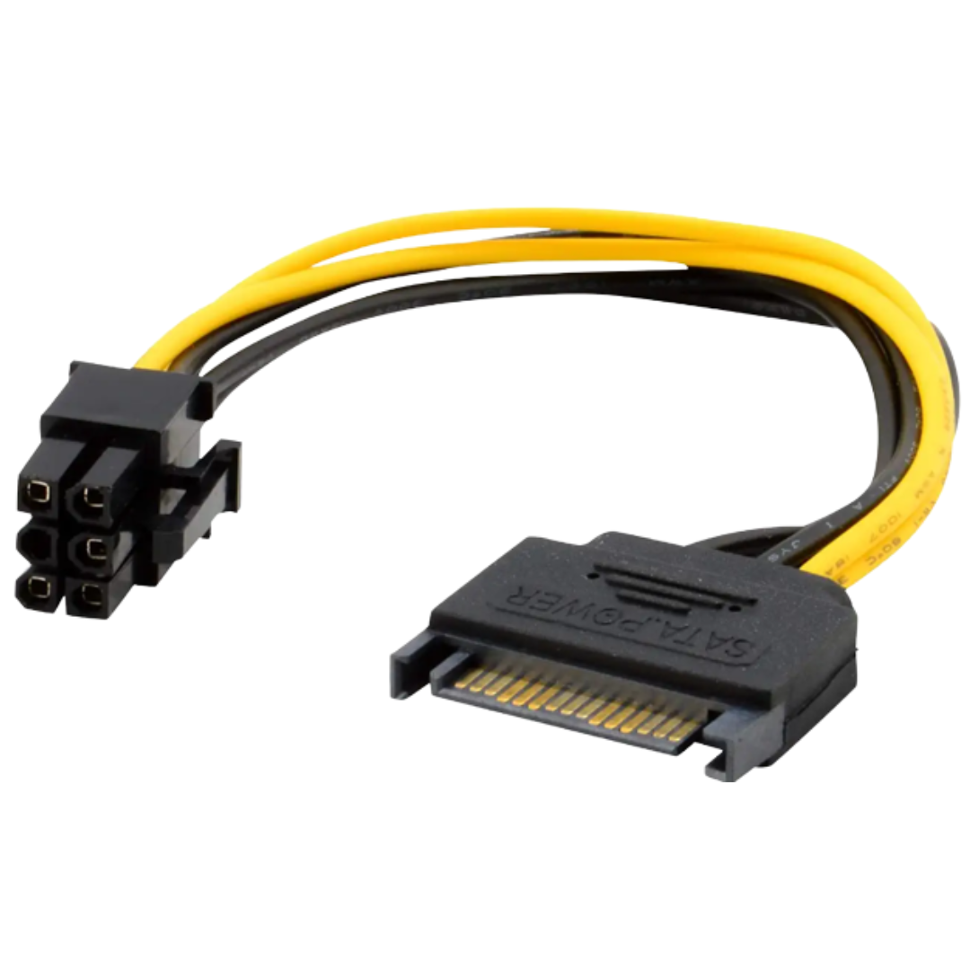 CABLE ADAPTADOR DE ALIMENTACION PARA TARJETA DE VIDEO ATX SATA 15 PINES A PCI EXPRESS 6 PINES / 15CM