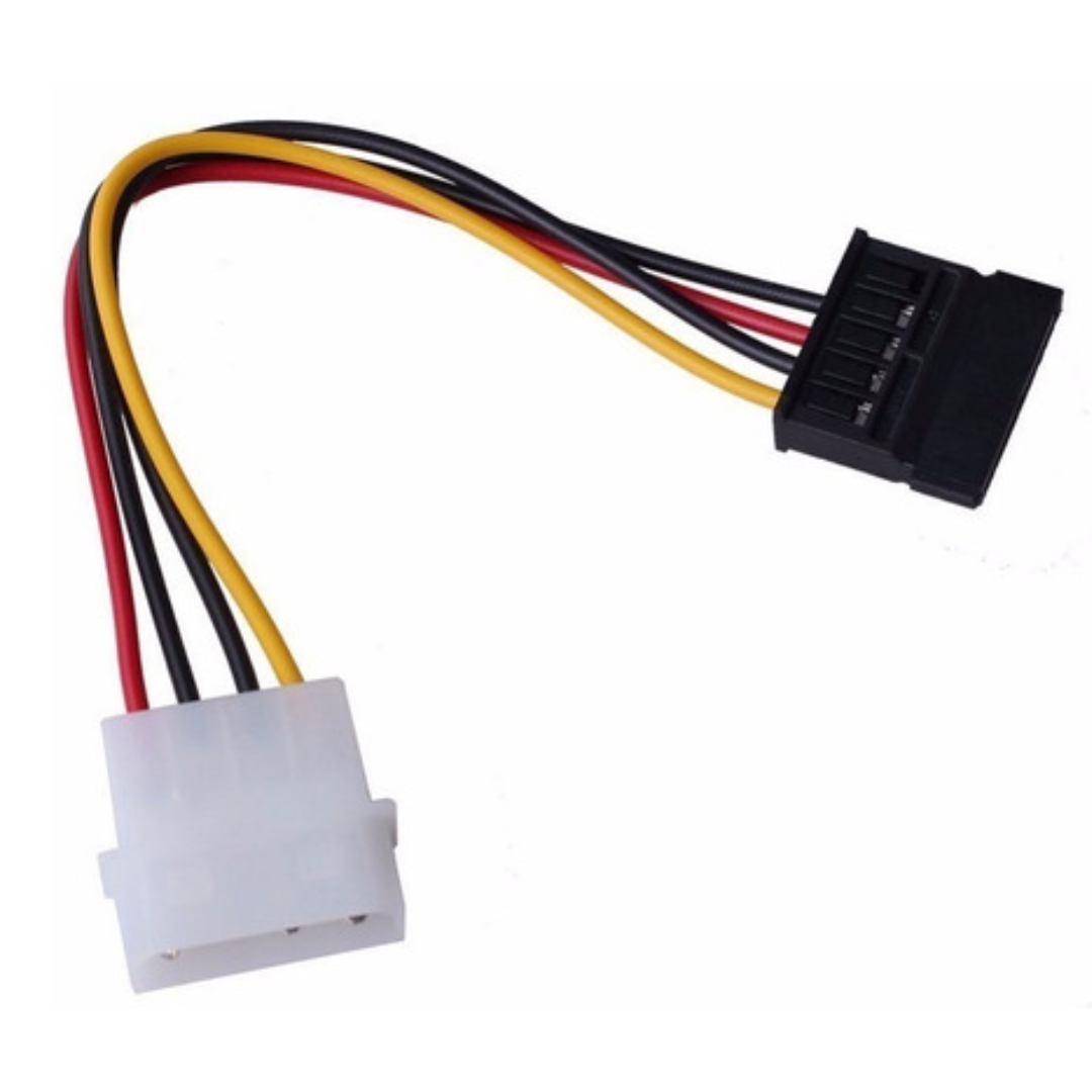 CABLE ADAPTADOR ATX DE ALIMENTACION SATA PARA DISCO DURO A MOLEX MACHO 4 PINES / 15CM