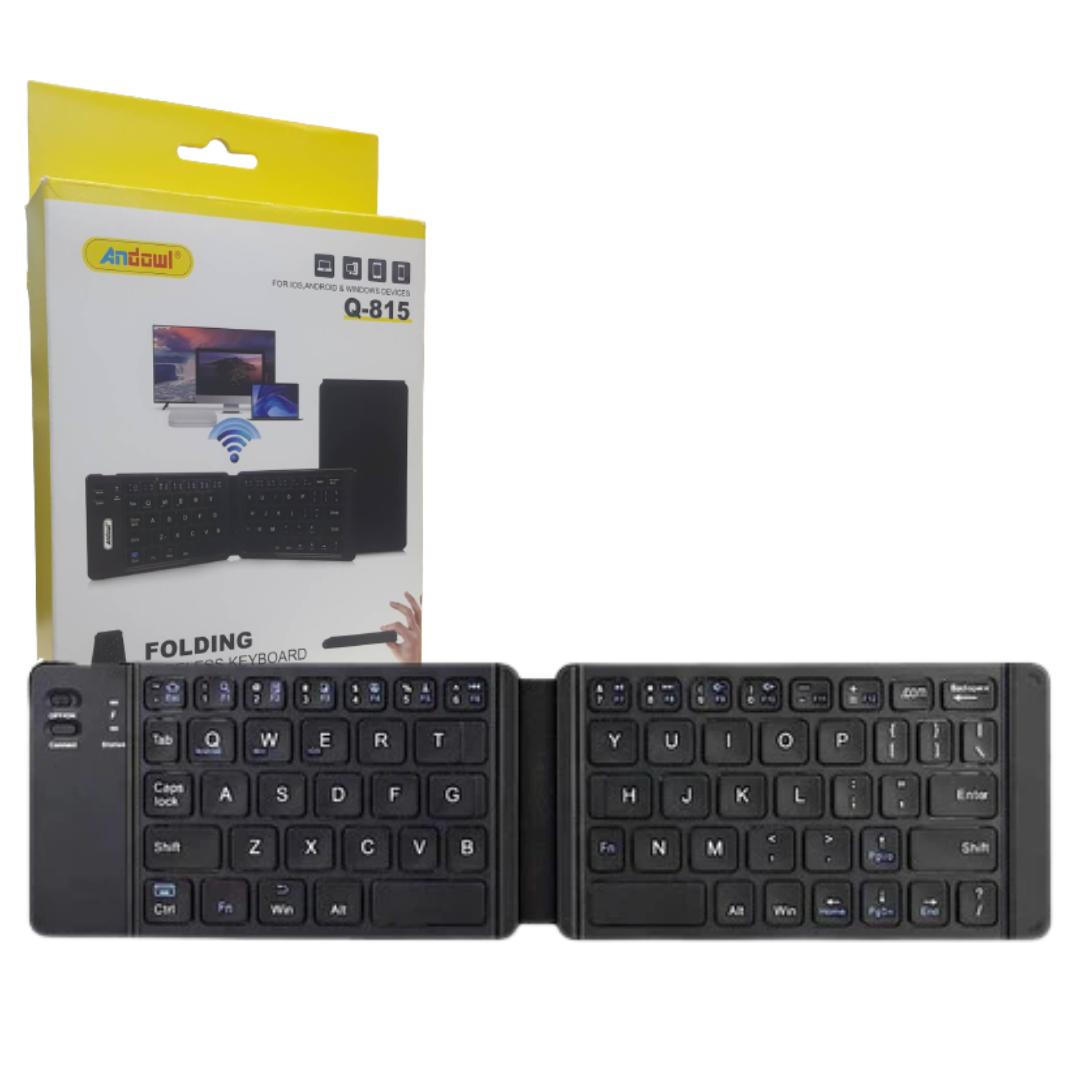 MINI TECLADO ANDOWL PLEGABLE BLUETOOTH / INGLES / RECARGABLE / Q-815 / BLACK