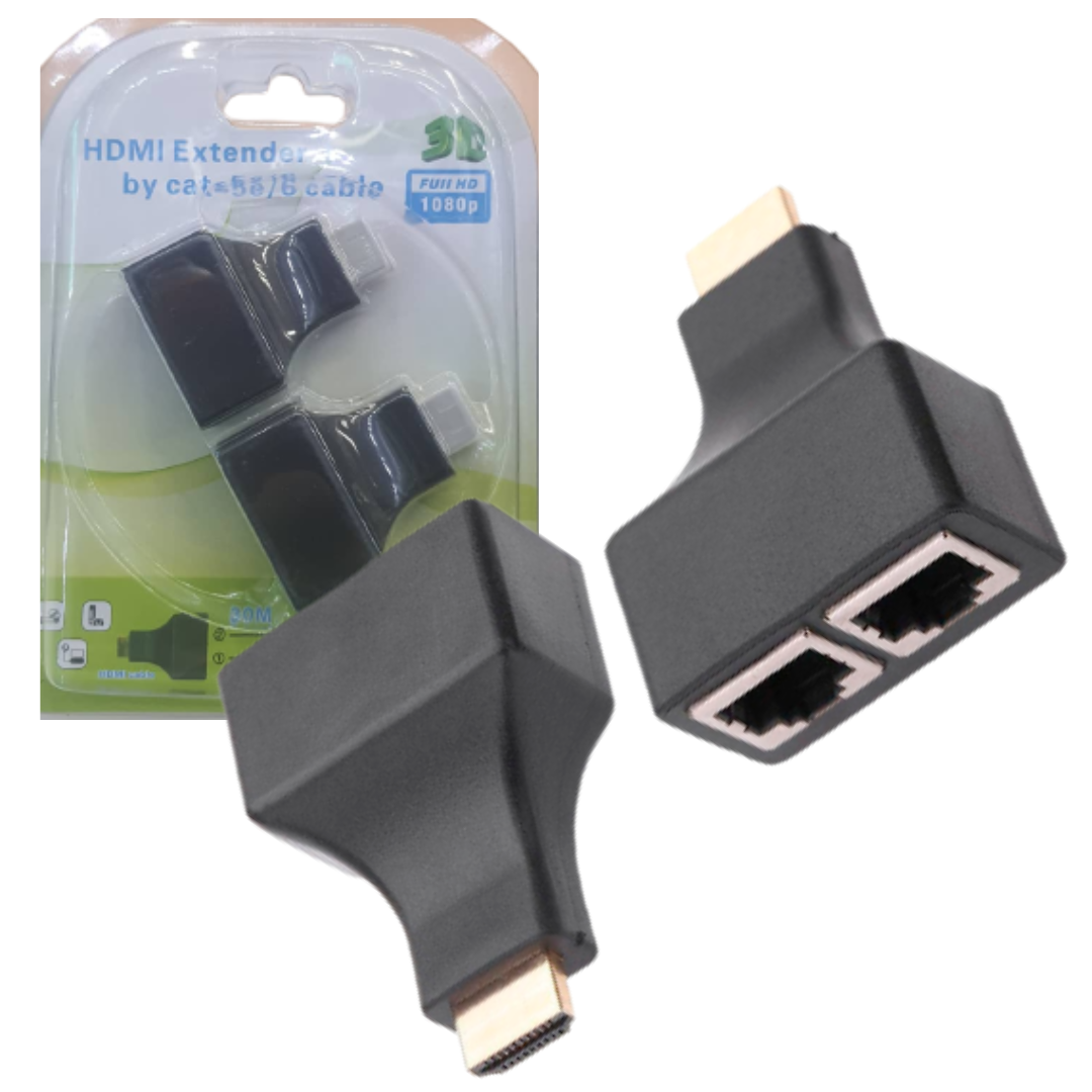 EXTENSION HDMI 1080 FHD CON CABLE DE RED CAT 5E-6 HASTA 30M / BLACK
