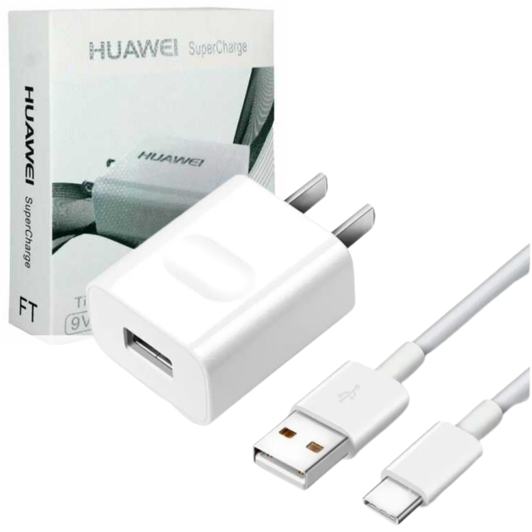 KIT HUAWEI CABLE USB-C 1M + ADAPTADOR DE CORRIENTE / HW-049200EHQ / WHITE