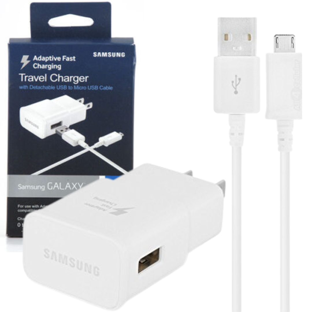 KIT SAMSUNG CABLE MICRO USB 1M + ADAPTADOR DE CORRIENTE / EP-TA20JWEUSTA / WHITE