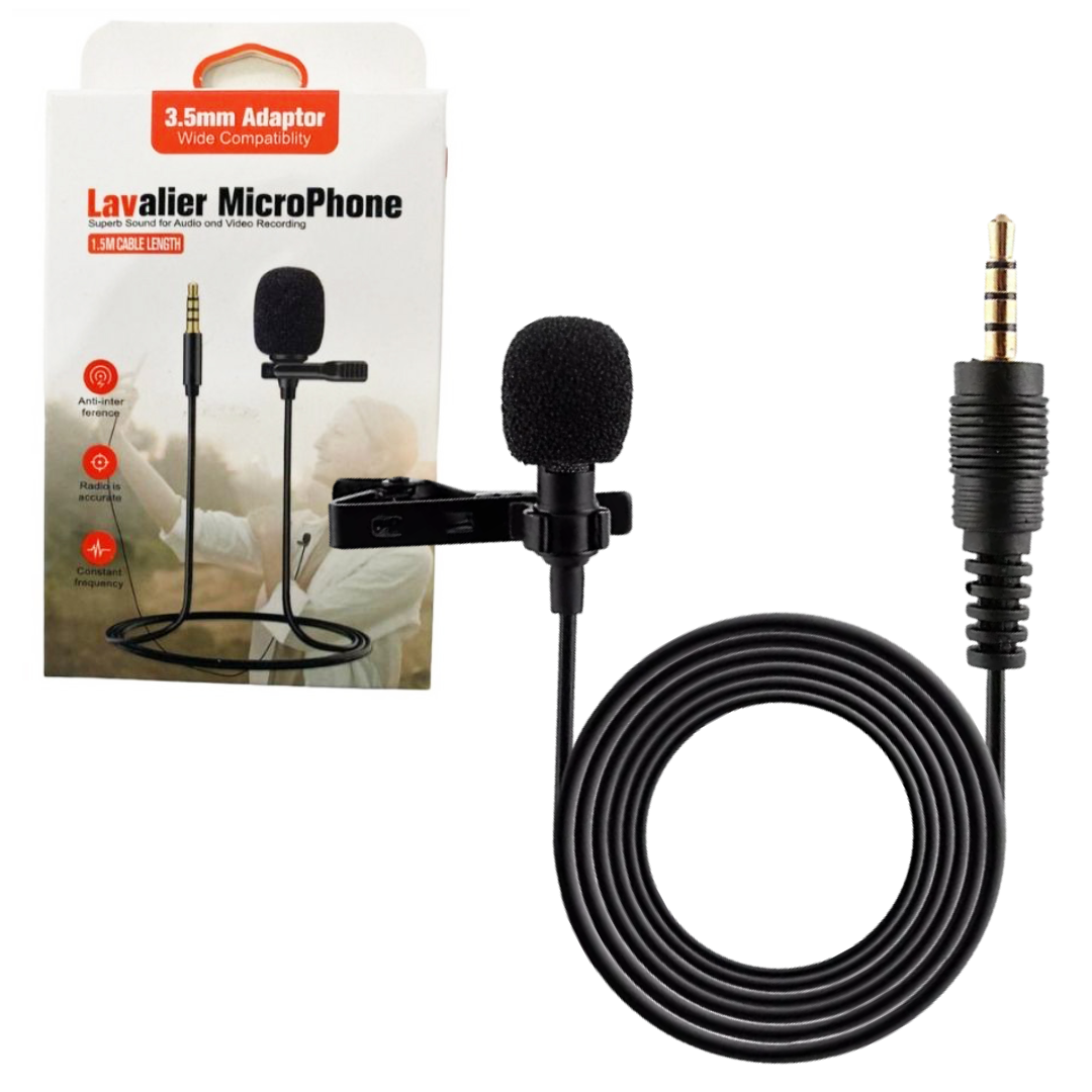 MICROFONO DE SOLAPA LAVALIER JACK 3.5MM ALAMBRICO / 1.5M / HSX-M01 / BLACK