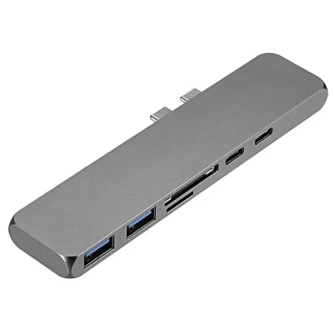 HUB USB-C NITRON / 6 EN 1 2XUSB-C – 2XUSB 3.0 – 1XMICRO SD – 1X SD / SILVER