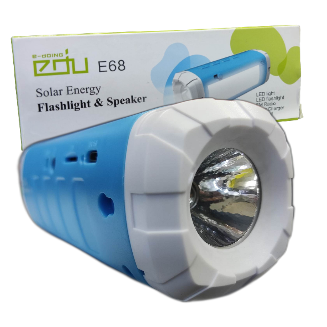 PARLANTES /LINTERNA LED SOLAR RECARGABLE 2 LUMENS / E68 / BLUE