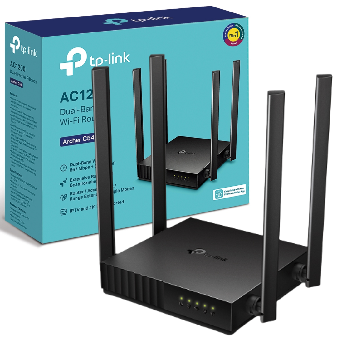 ROUTER TP-LINK ARCHER C50 GIGABIT – DUAL BAND AC1200 / 4 ANTENAS: ALTO RENDIMIENTO – WIFI 5 / MULTIMODO: EXTENSOR – PUNTO DE ACCESO / BLACK