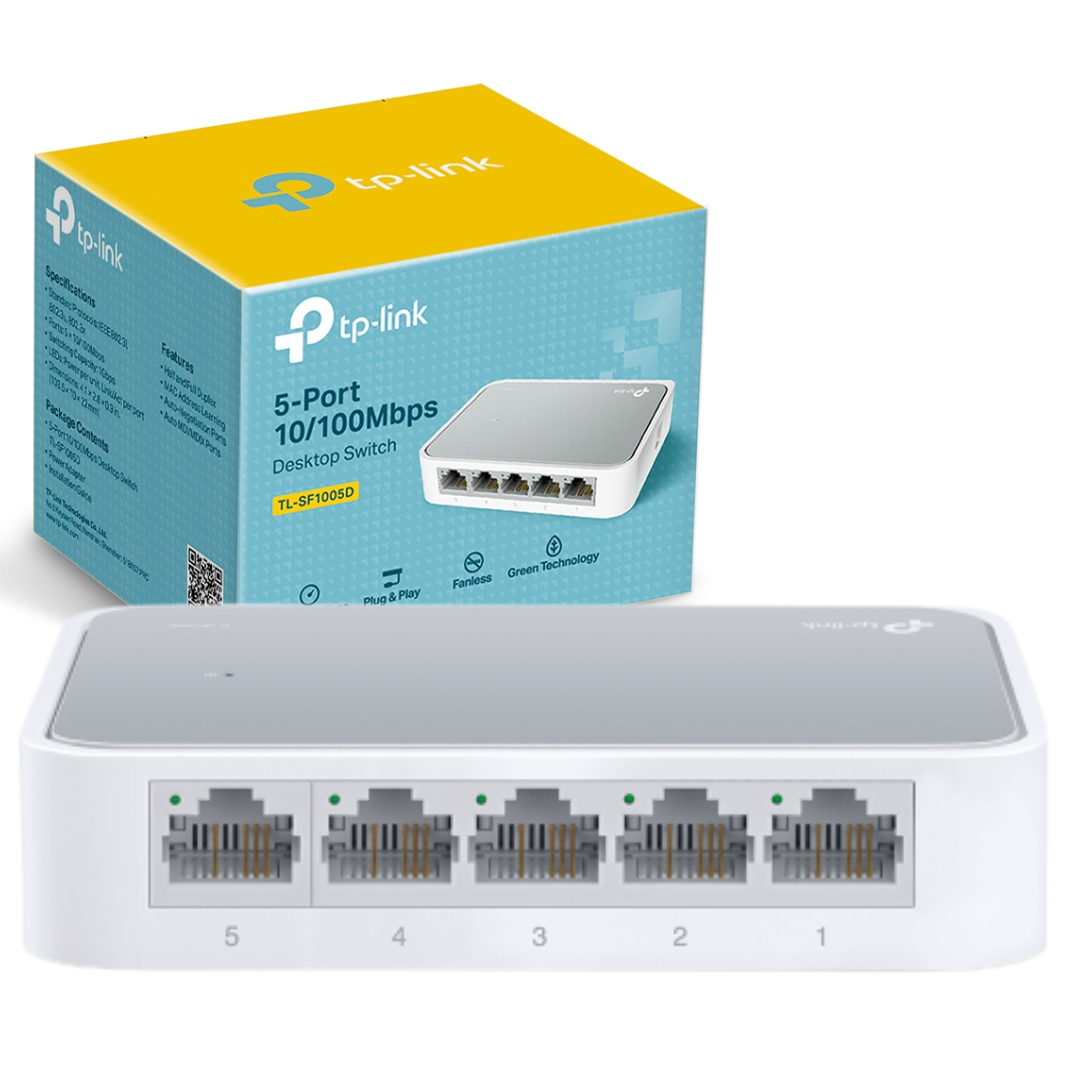 SWITCH DE RED 5 PUERTOS RJ45 A 10/100 MBPS – TL-SF1005D TP-LINK / WHITE