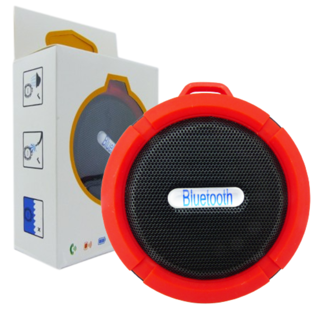 PARLANTES BLUETOOTH CON VENTOSA C6 / POTENCIA RMS 5W / DURACION: 4 HORAS / MANOS LIBRES / BLACK-RED