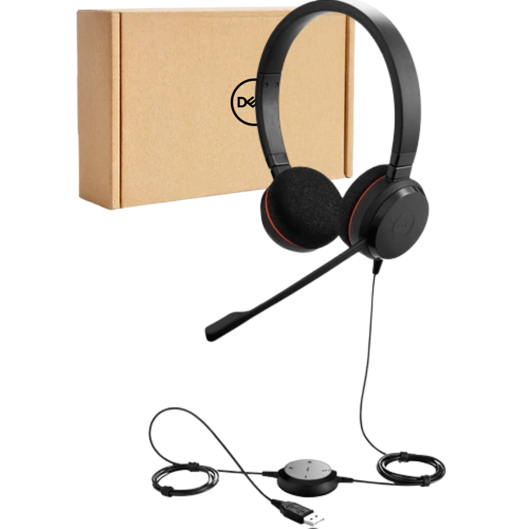 AUDIFONOS DELL CON MICROFONO EXTERNO ALAMBRICO / CONECTOR USB / CONTROL DE VOLUMEN-MUTE / HSC016 / BLACK