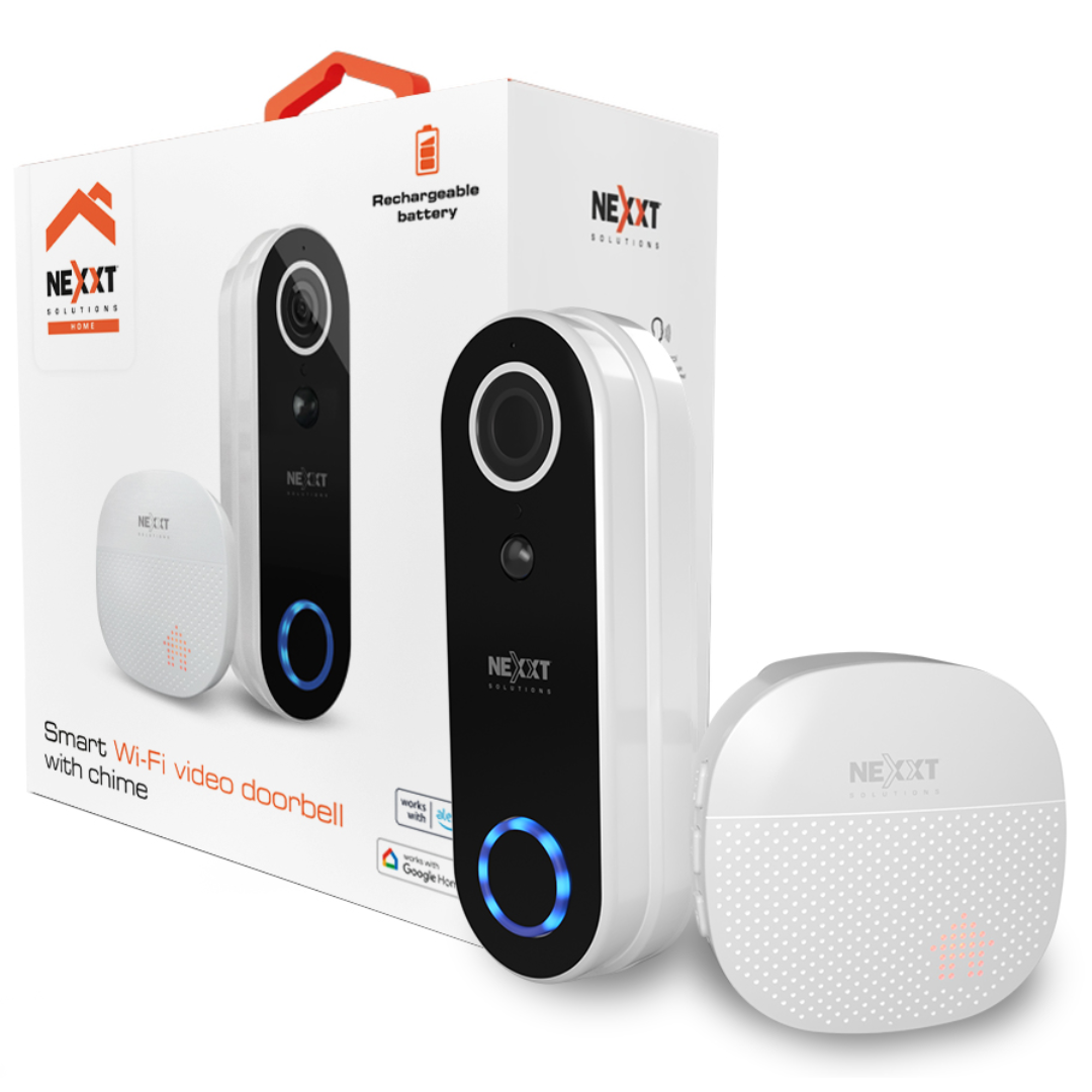 TIMBRE INTELIGENTE CON CAMARA NEXXT SMART WIFI RECARGABLE / CONTROL DE VOZ / RESOLUCION 1080P / NHC-D100 / WHITE