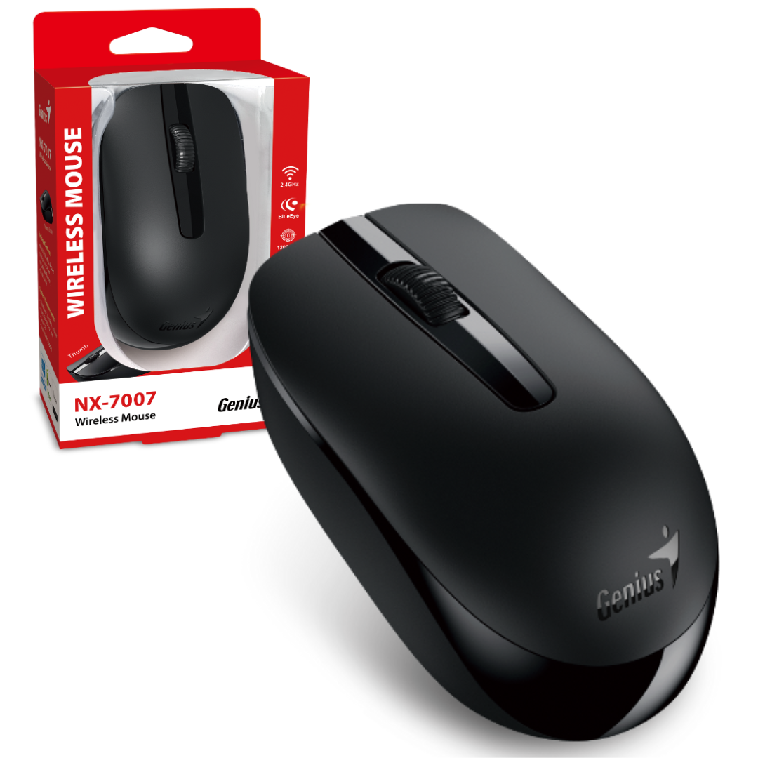 MOUSE GENIUS INALAMBRICO / 1200DPI / 3 BOTONES / NX-7007 / BLACK