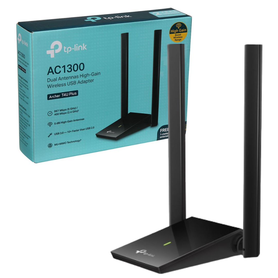 ADAPTADOR DE RED WIFI AC1300 – ARCHER T4U PLUS CON DOS ANTENAS EXTERNAS TP-LINK / DUAL BAND / BLACK