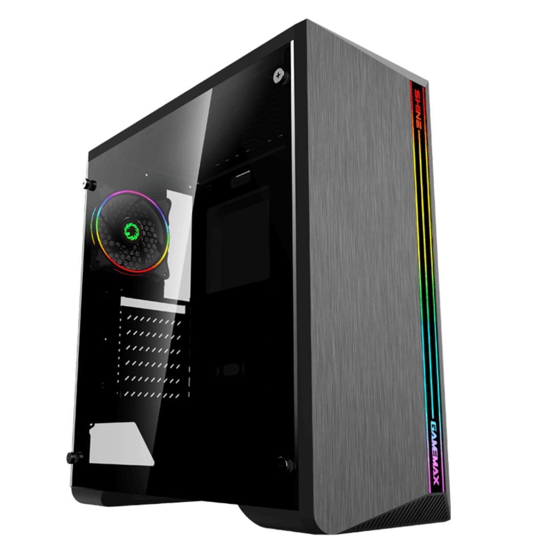 CASE GAMING GAMEMAX SHINE G517 / PANEL LATERAL VIDRIO TEMPLADO / 1 VENTILADOR LUZ LED RGB / BLACK