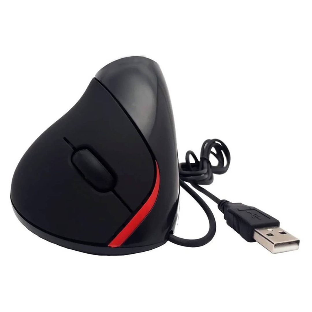 MOUSE ALAMBRICO / VERTICAL + ERGONOMICO / 1600DPI / 5 BOTONES / BLACK