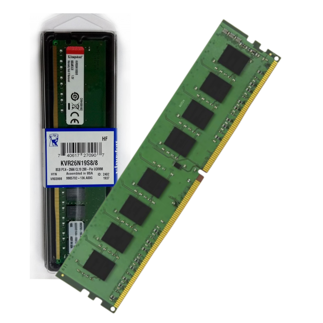 MEMORIA RAM PC KINGSTON / 8GB DDR4 – 2666MHZ (PC4-21300) / 1.2V – CL19 / KVR26N19S8/8