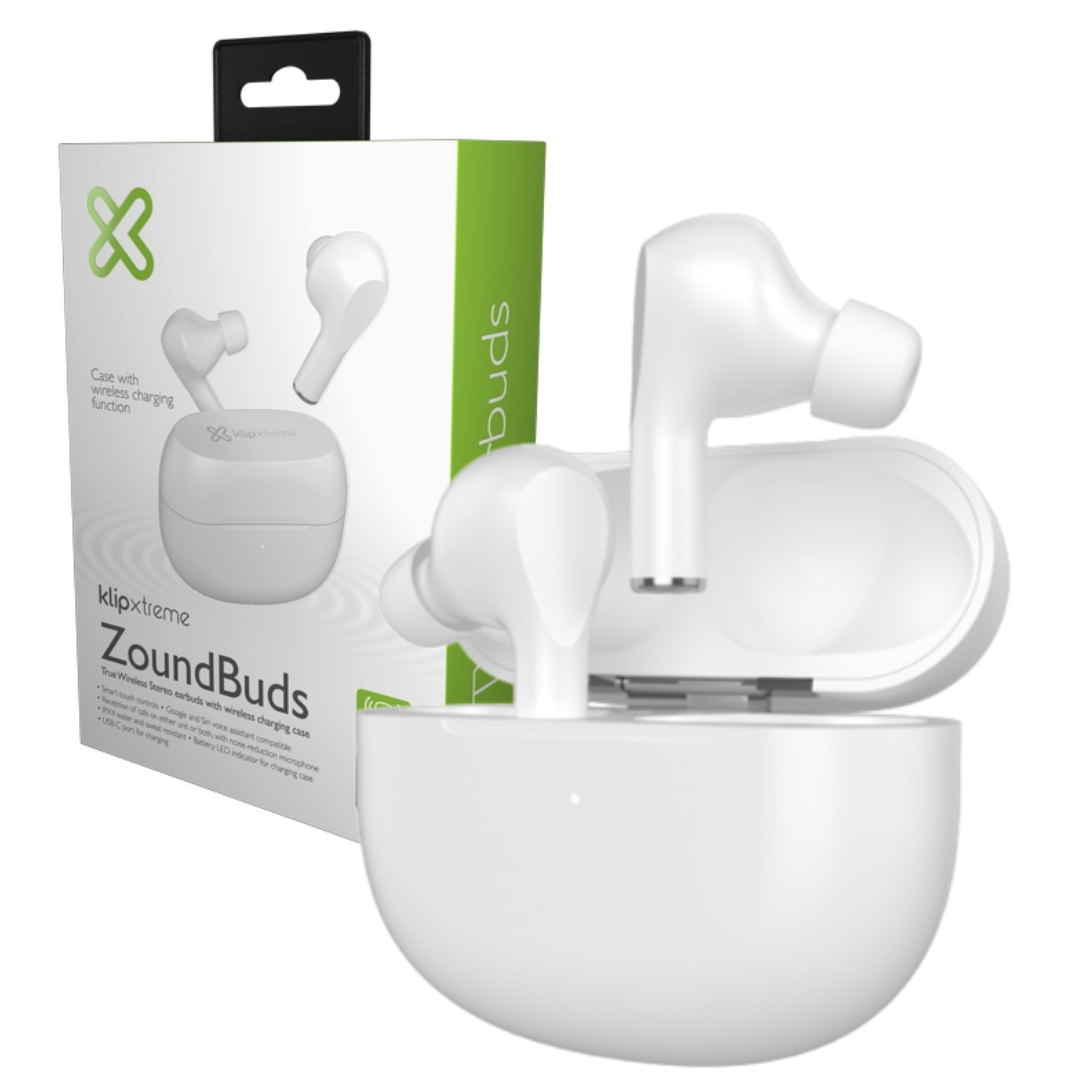 AUDIFONOS KLIP XTREME ZOUNDBUDS BLUETOOTH V5.3 / DURACION: 21 HORAS / MANOS LIBRES / KTE-250WH / WHITE