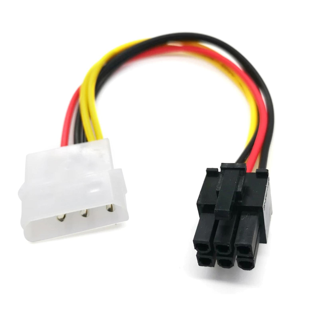 CABLE ADAPTADOR ATX PARA FUENTE DE PODER MOLEX IDE 4 PINES A 6 PINES HEMBRA PARA TARJETA GRAFICA / 15CM