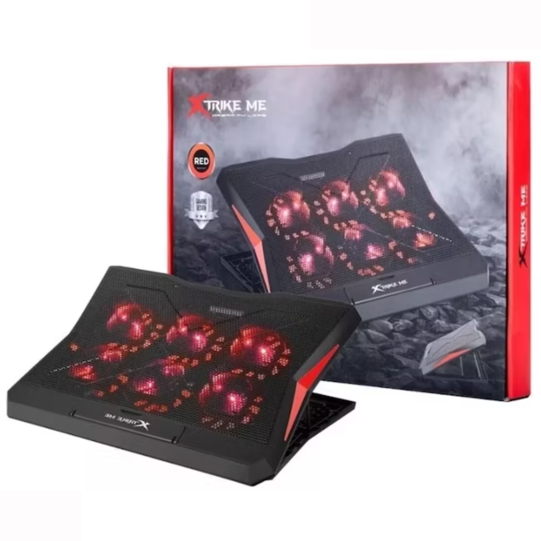 BASE DE ENFRIAMIENTO XTRIKE ME / 17″ / 6 VENTILADORES CON LUZ LED ROJA / 2 PUERTOS USB 2.0 / FN-811 / BLACK